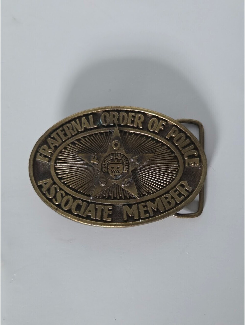 Vintage Fraternal Order Associate Member Belt Buckle Solid Brass